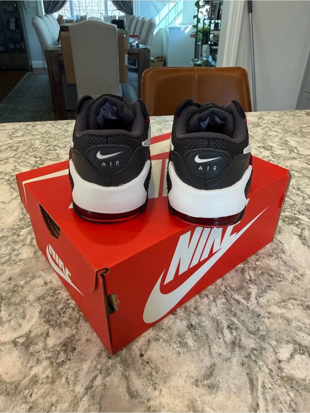 Nike Kids Black/White Sneakers with Red Stitch Accents